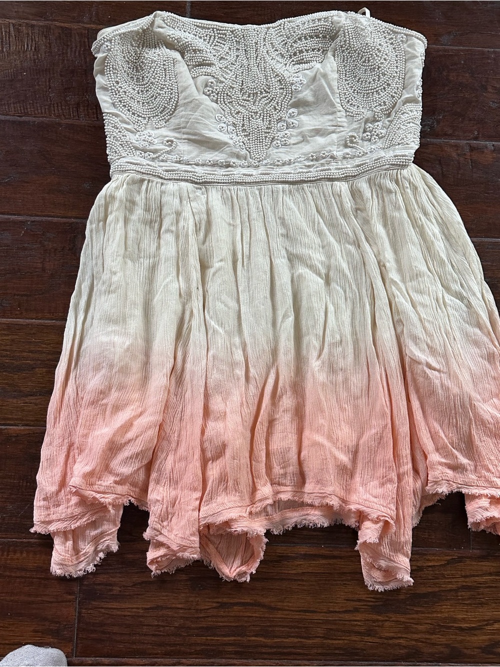 Ecote Cream-to-Peach Beaded Strapless Sundress